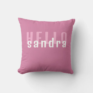 Coussin rose personnalisé   Nom personnalisé
