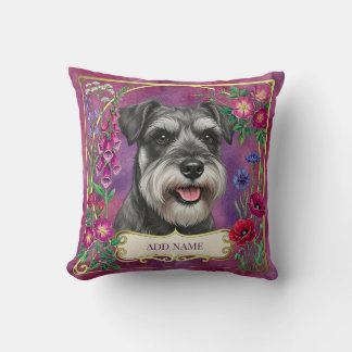 Coussin Rose Personnalisé Schnauzer Sel & Poivre