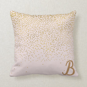 Coussin Rose Poudré & Or Confettis Glamour Moderne Tendanc