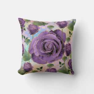 Coussin Rose pourpre avec Faux Gold Trim