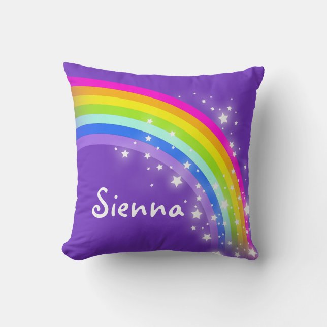 Coussin rose pourpre d'arc-en-ciel - filles "votre" (Recto)