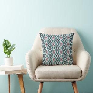 Coussin Rose Poussiéreuse et Diamants & Fleurs de Teal