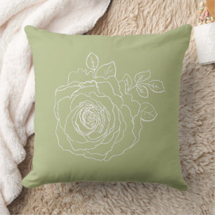 Coussin Rose romantique Croquis Floral moderne
