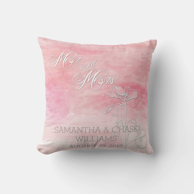 COUSSIN ROSE ROSE COULEUR D'EAU POPIES MARIAGE (Recto)
