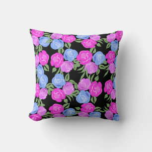 Coussin Rose rose et bleu