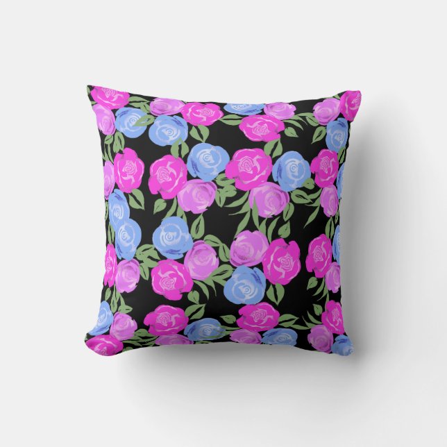 Coussin Rose rose et bleu (Recto)