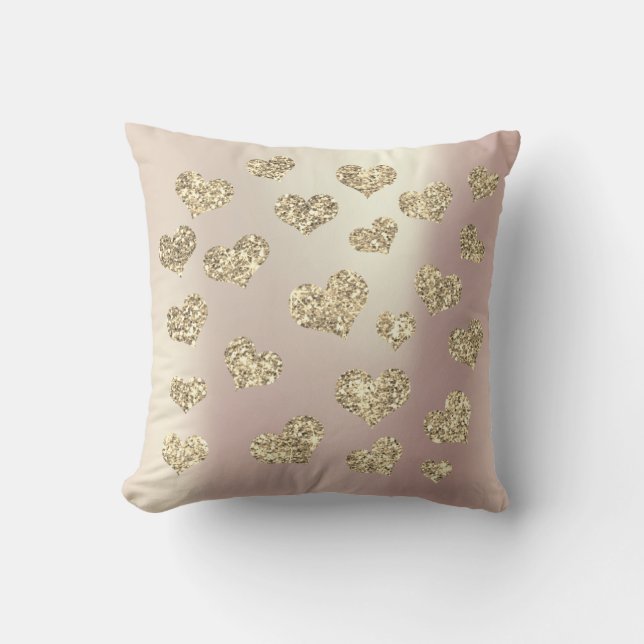 Coussin Rose rose Foxier Or Parties scintillant Bleu Coeur (Recto)