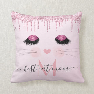 Coussin Rose rose or parties scintillant meilleur chat mam
