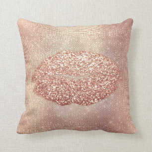 Coussin Rose Rose Or Séquence Blush Kiss Lips Cuivre