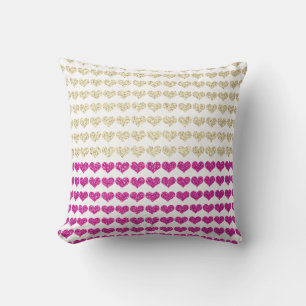 Coussin Rose Rose Or Sparkly Glittery Coeurs Motif