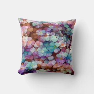 Coussin Rose Rose Or Turquoise Mosaïque Millefiori Fleurs
