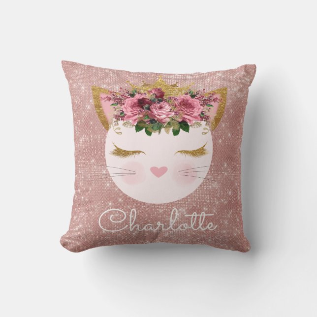 Coussin Rose rose rosé chet princesse doré (Recto)