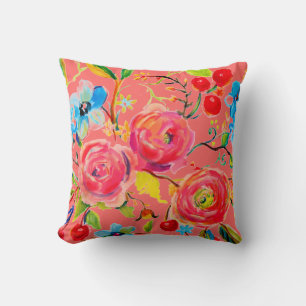 Coussin Rose rose rose et cerise Blush personnalisable