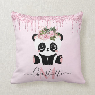 Coussin Rose rose rose or parties scintillant panda jetez 