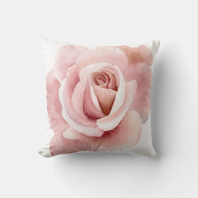 Coussin Rose rose rose rose pâle illustrée à la main (Recto)