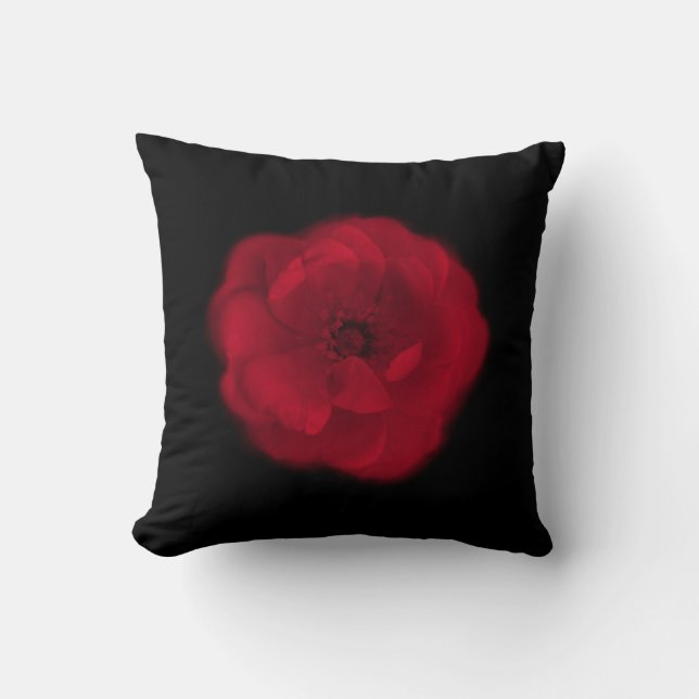 Coussin Rose rouge. Fond noir (Recto)