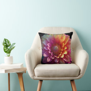 Coussin Rose Rouge Orange Jaune Violet Dahlia Fleur