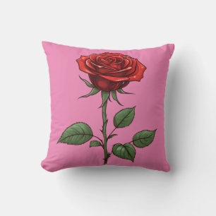 Coussin Rose rouge simple