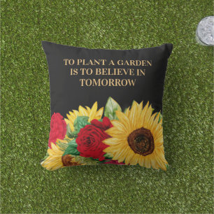Coussin Rose Rouge Soleil Jaune Tournesol Jardin Extérieur