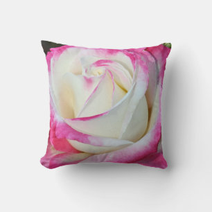 Coussin Rose simple rose et blanc lance l'oreiller