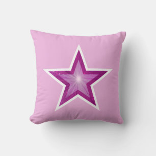 Coussin Rose Star Blanc carré rose pâle blanc dos