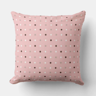Coussin rose thé (rouge), mauve et points mauves