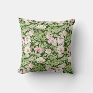 Coussin Rose vert rose feuille design floral sur