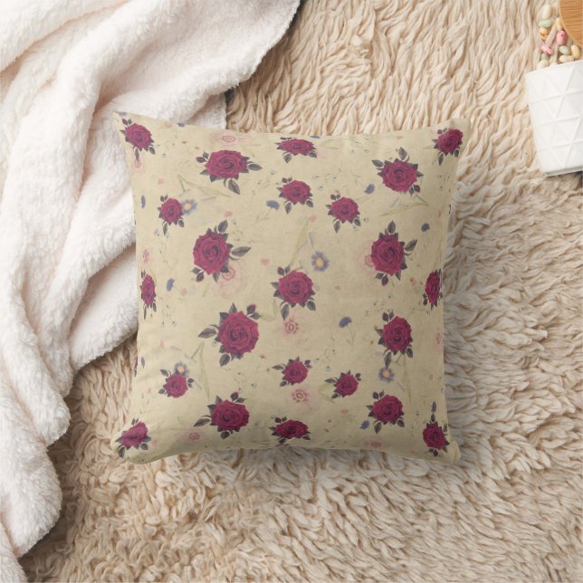 Coussin Rose vintage de vin rouge (Couverture)