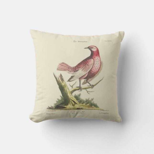Coussin rose vintage d'oiseau (Recto)