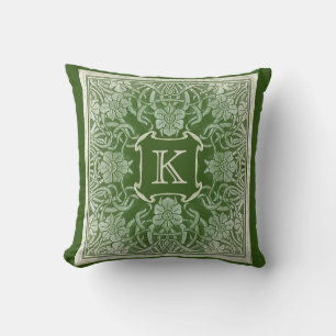 Coussin Rose vintage Monogramme Cushion Dans Emerald
