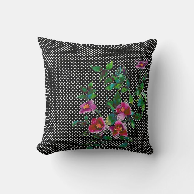 Coussin Rose vintage - pois (Recto)