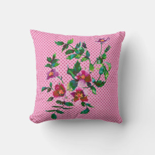Coussin Rose vintage - pois roses