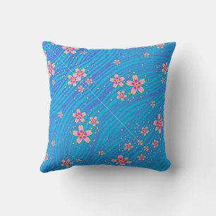 Coussin rose violet et bleu