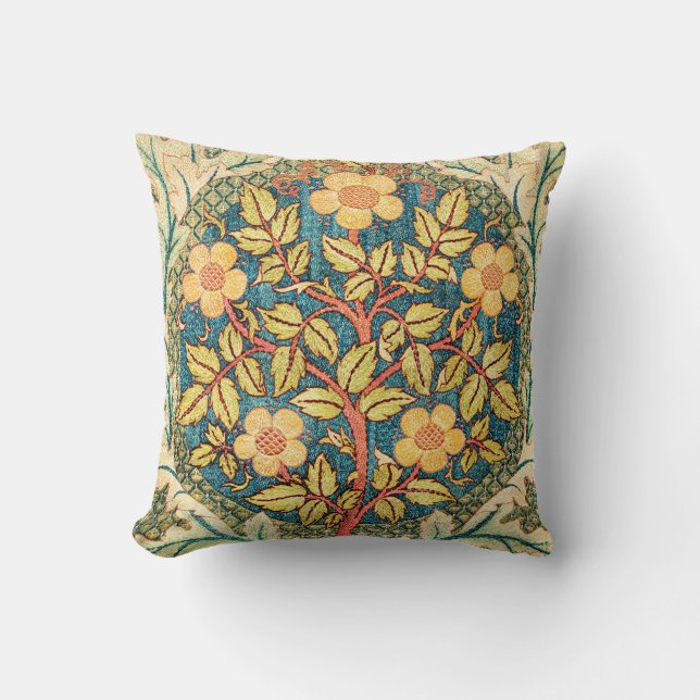 Coussin Rose Wreath William Morris Vintage Art Cushion (Recto)
