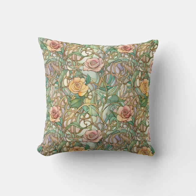 Coussin Roses Art nouveau chic (Recto)