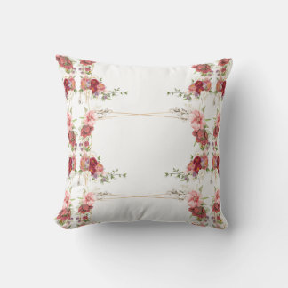 Coussin roses aux lignes or