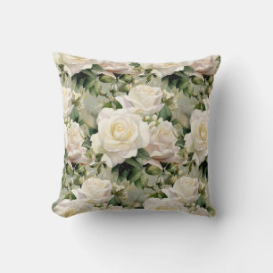 Coussin Roses Blanches Classique Floral