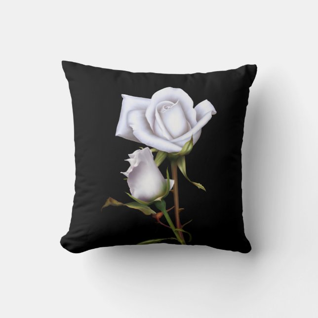 Coussin Roses blanches romantiques Élégant verre floral no (Recto)