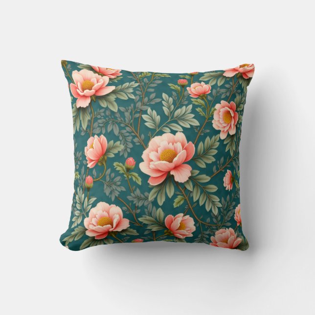 Coussin Roses champêtres vertes (Recto)