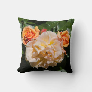 Coussin Roses Crème Orange