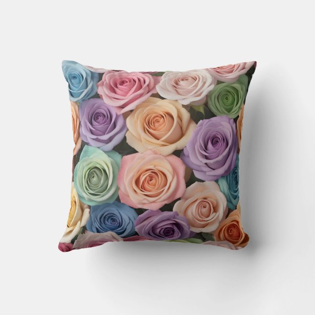 Coussin Roses de couleurs pastel (Verso)