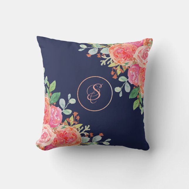 Coussin Roses de la marine  de la Parties scintillant flor (Recto)