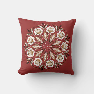 Coussin Roses de mailing rouge foncé, blanc et beige