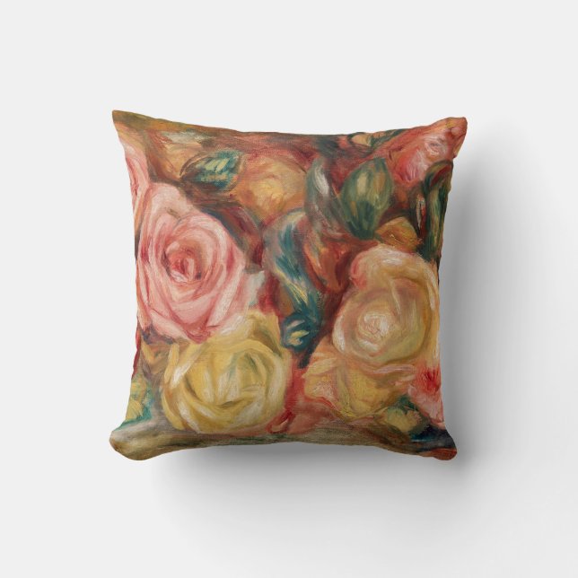 Coussin Roses de Renoir Impressionist Painting (Recto)