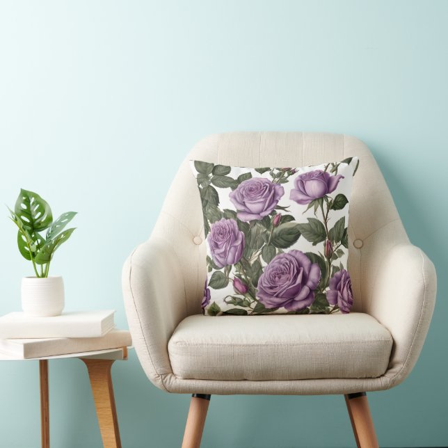 Coussin Roses de Rose pourpre, (Chaise)
