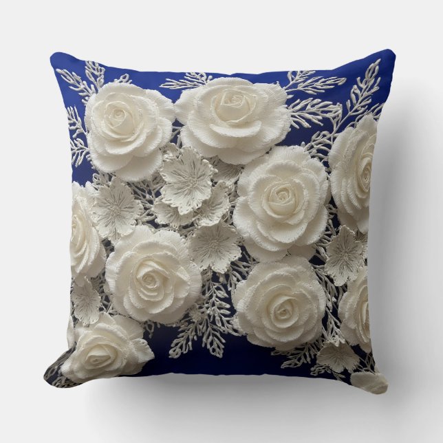 Coussin Roses décoratives blanches élégantes (Recto)