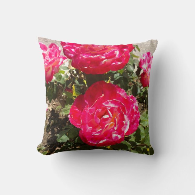 Coussin Roses du jardin rouge (Recto)