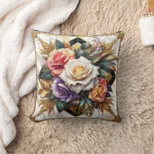 Coussin Roses élégants en design floral complexe