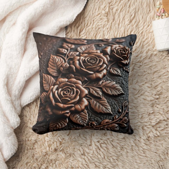 Coussin Roses en bronze élégants en cuir complexe (Couverture)