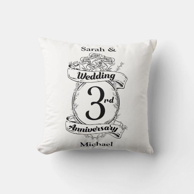 Coussin Roses et Vignes Romantique 3e anniversaire de mari (Recto)